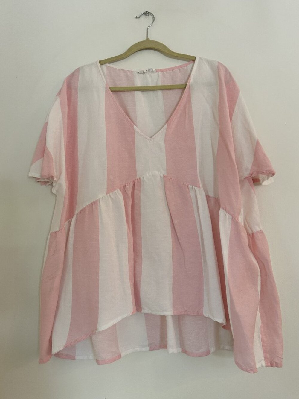 Vintage Frankie + Dash Australia Striped Linen Flutter Sleeve Tunic Dress 18